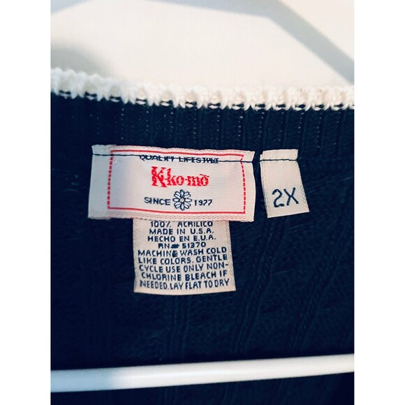 KIKOMO Navy Sweater vest Womens size 2XL vintage made in USA - Picture 2 of 3